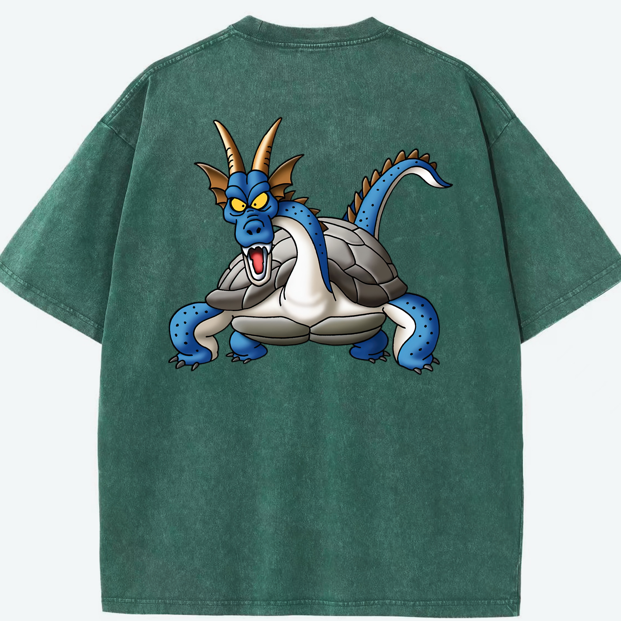 （画像用） ドラゴンクエスト Doragon Kuesuto Dragon Quest 綿100% ヴィンテージ風 半袖Tシャツ（背面プリント）